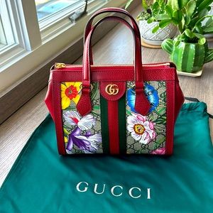 Gucci Small GG Supreme Flora Ophidia Tote